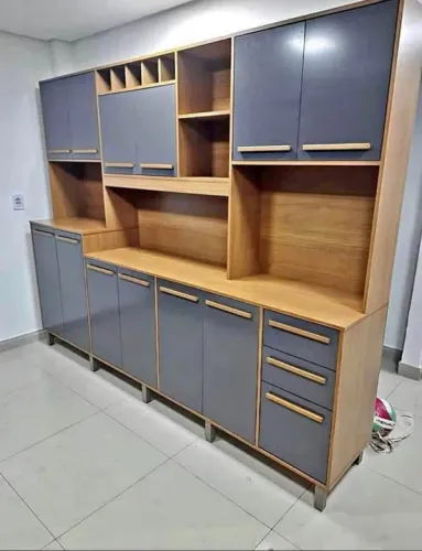 Armário de Cozinha 12 Portas 3 Gavetas Nova Preto