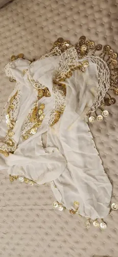 Lenço de quadril com moedas para aula Dança do Ventre. Acompanha veu.