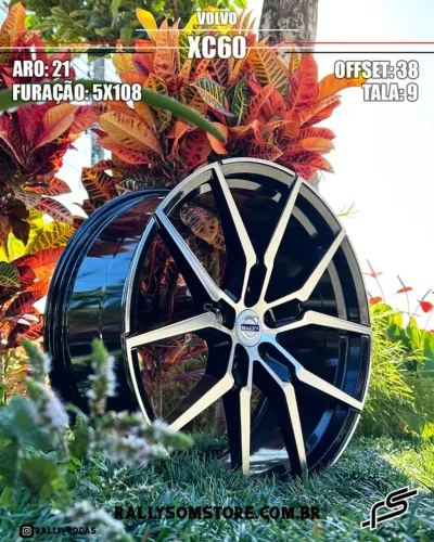 Jogo de Roda Volvo XC 60 Preto Diamantado 5x108 - 21x9 Offset 38