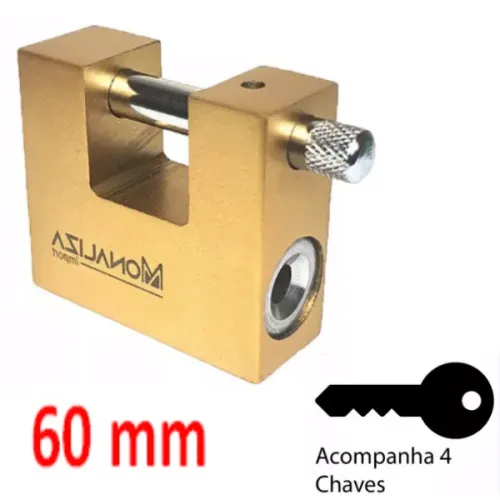 Cadeado Grande de 60mm com 4 chaves Barra Tranversal Mais Segurança z931