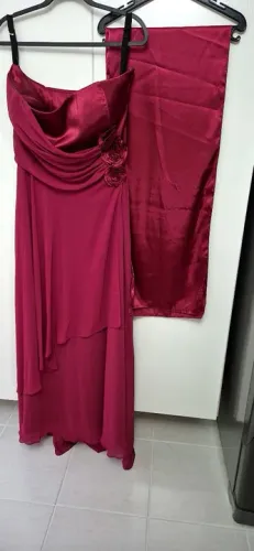 Vestido de festa longo vinho