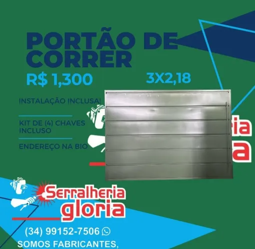 Portão de Correr 3x2,18m - Serralheria Gloria