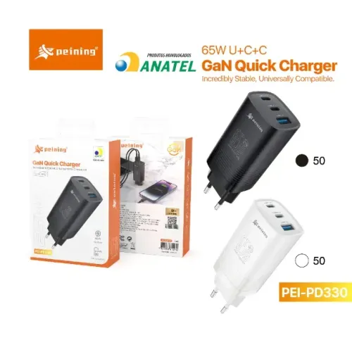 PEINING Carregador Dual TPC E USB 65W PEI-PD330