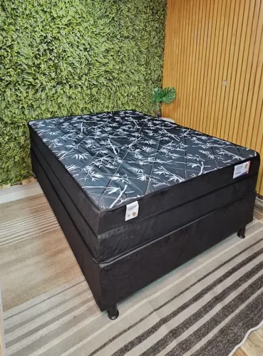 Cama Box casal Base + colchão molas ensacadas espuma D26 138x188
