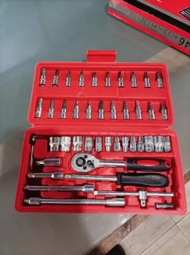 Kit 46 Chave Catraca Jogo De Soquetes Allen Torx