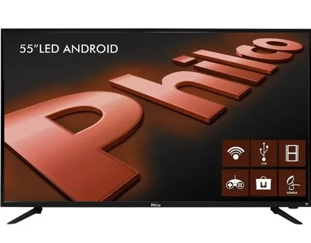 Smart TV 55" PHILCO Android LED PH55A17DSGWA Full HD com Wi-Fi 2 USB 3 HDMI 
