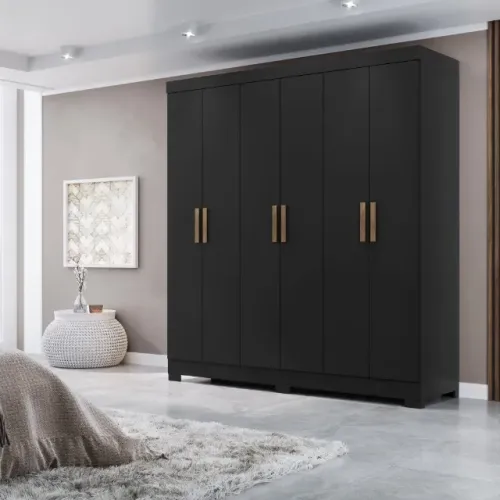 Guarda-Roupa de Casal com 6 Portas de Giro Holanda MDF - PRONTA ENTREGA