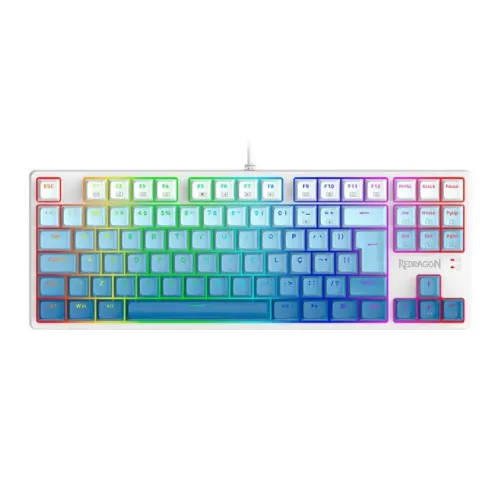 Teclado Mecânico 80% Redragon Daksa Blue/White RGB Switch Brown - WZetta