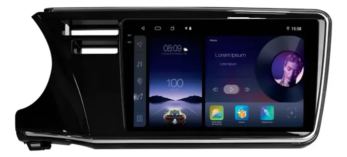 Central Multimídia Android 9 Pol. Carplay e A. Auto sem fio City 2015 a 2021