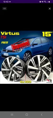 Rodas Virtus TSI 15' 4x100preta com diamantado 