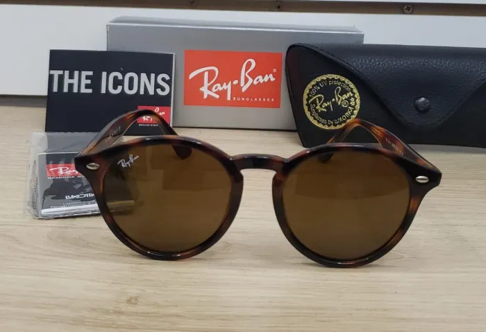 Ray ban redondo tartaruga oculos de sol feminino masculino 