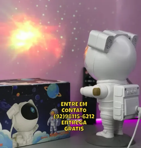 Projetor Astronauta Luminária Com Controle e Bluetooth 