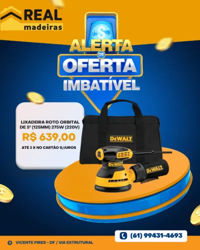 Lixadeira Roto Orbital DEWALT de 5" (125mm) 275W (220V)