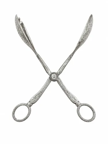 Pinça Antiga para Torradas em Metal Prateado Decorado