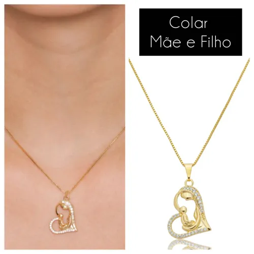 Colar Mãe e Filho Semijoia 
