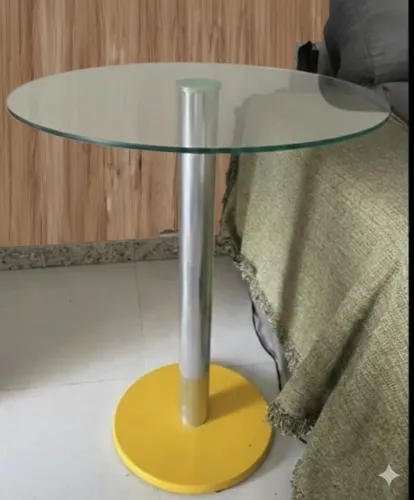 Mesinha de canto em inox com vidro 