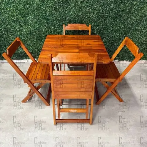 Conjunto mesa e cadeiras dobráveis para bares e restaurantes