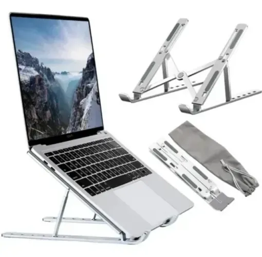 Suporte para Notebook em alumínio Articulado Dobrável Ergonômico e Portátil