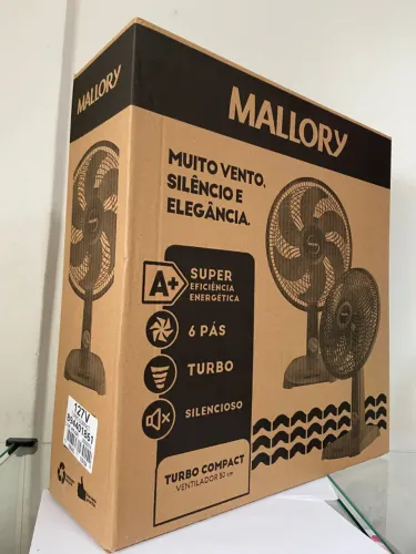 Ventilador de Mesa Mallory 30cm Turbo Compact Preto 07an