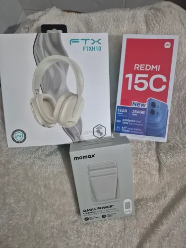 Kombo Redmi 15C + carregador+ fone ouvido