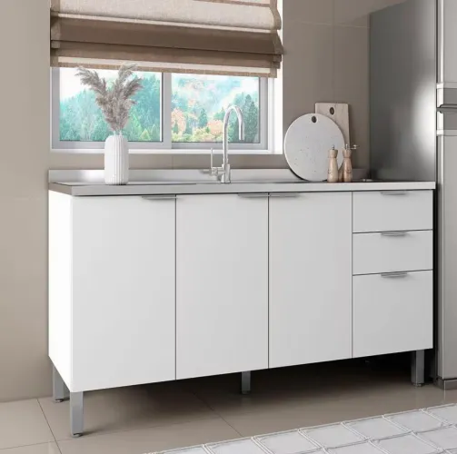 Balcão para Cozinha com 3 Portas, 3 Gavetas