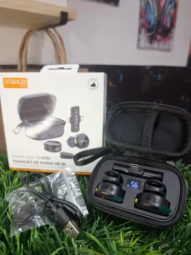 Microfone de lapela duplo 2 in1 MCF 38, redução de ruído 
