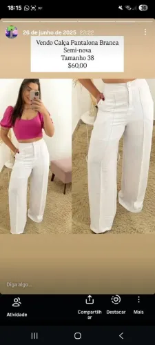 Calca branca pantalona