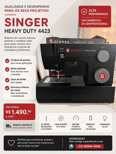 MÁQUINA DE COSTURA SINGER HEAVY DUTY 4423