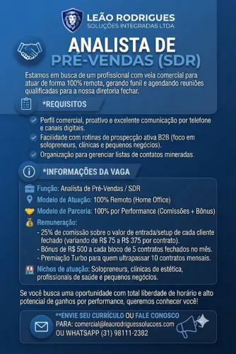 VAGA SDR - 100% REMOTO