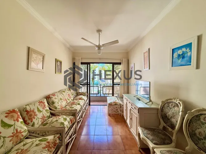 Apartamento com varanda e lazer a 350m da praia na região do Central Park na Enseada, Guar