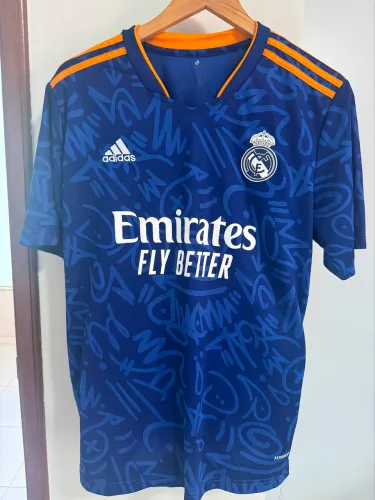 Camisa Real Madrid Reserva 2021/2022 Azul Grafite Adidas Aeroready - Tamanho G