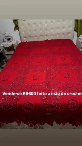 colcha para cama de casal feita a mão de crochê
