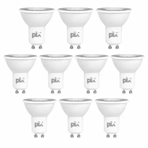 kit 10 lâmpadas dicróica led mr16 4,8w branco quente 2700k