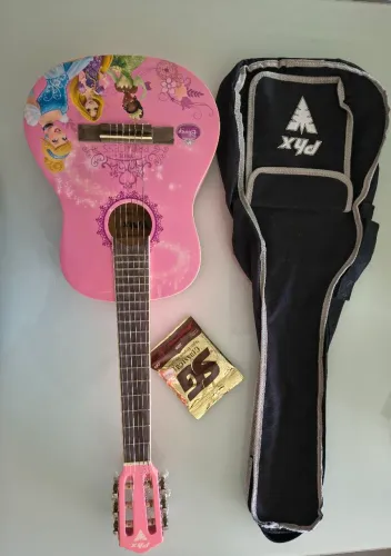 Violão princesas + capa + jogo cordas 