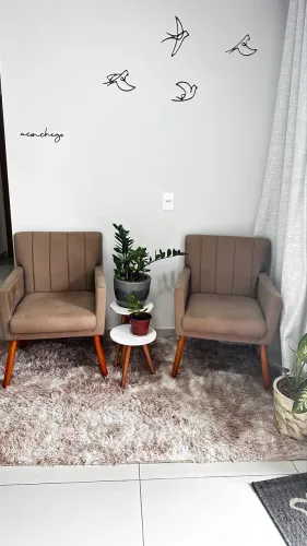     Duas poltronas  moderna suede bege seminova