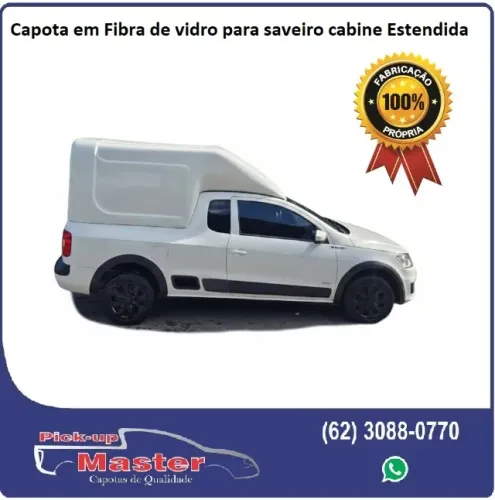 Capota em Fibra de vidro Modelo Alto para Saveiro Cabine Estendida G5/G6/G7/ Robust.