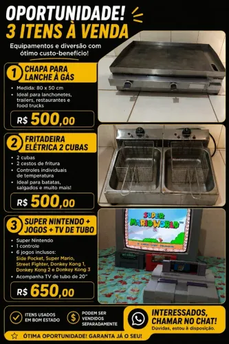 Preço na Descrição e imagem - Chapa de Lanche | Fritadeira elétrica | Super Nintendo