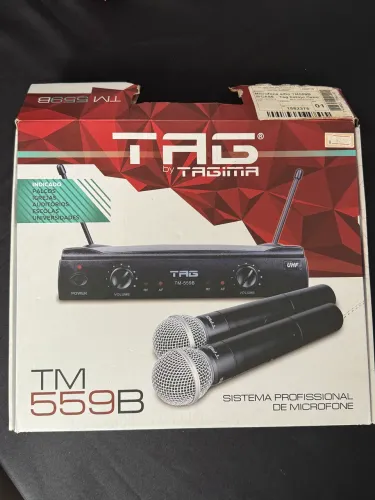 Microfone Sem Fio Duplo TSI TAG TM559B Completo