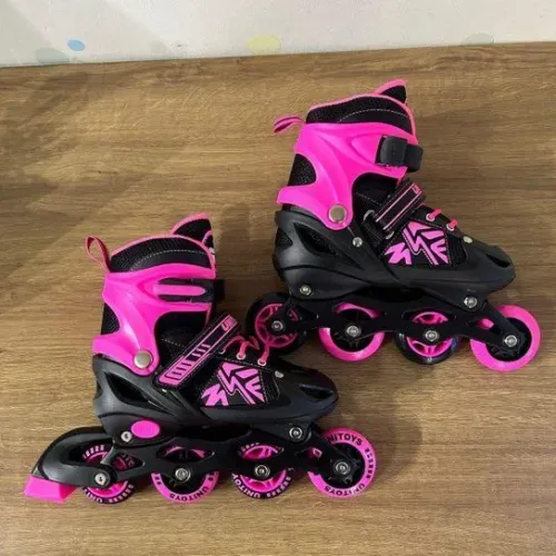 Patins Infantil 4 rodas Inline Rosa 34-37 UniToys