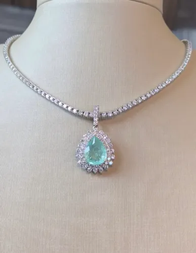 Pingente Turmalina Paraíba lapidação gota 9.05 CT