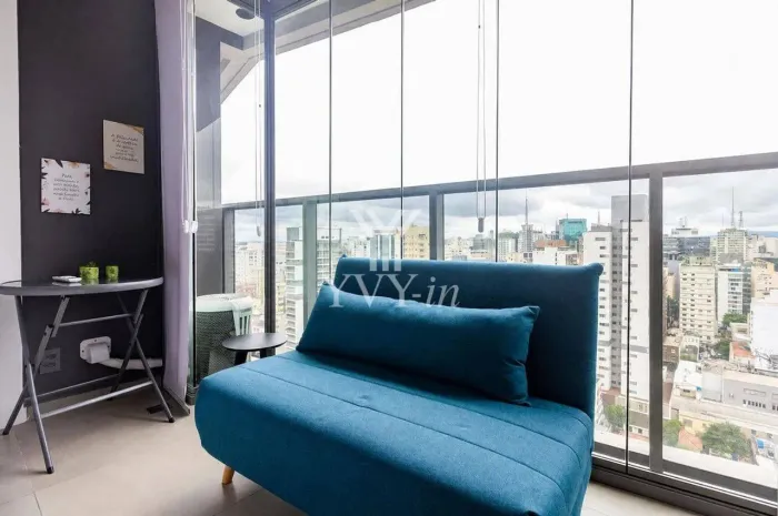 Studio moderno com varanda e vista privilegiada| Paraíso
