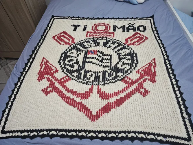 Tapete do Corinthians em croche feito a mão