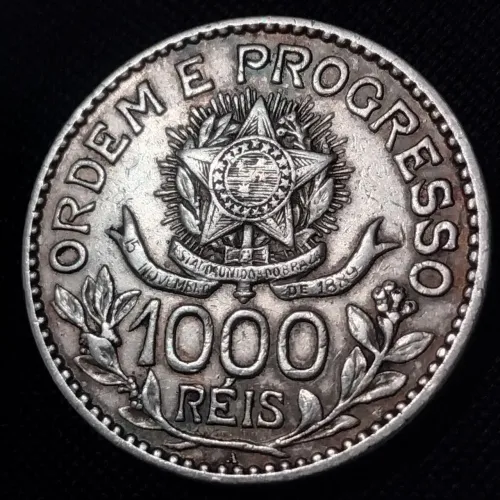 Moeda 1000 Réis 1913 - Prata.900 - Estrelas Soltas - Brazil Letra A Berlim