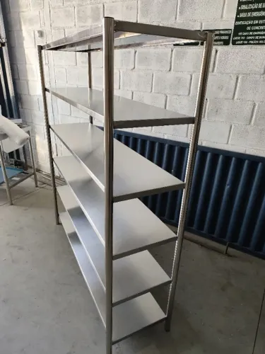 Estante Inox 1,10x0,50x1,80m  Prateleiras Reforçadas