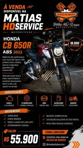 HONDA CB 650R 2022 PARA VENDA