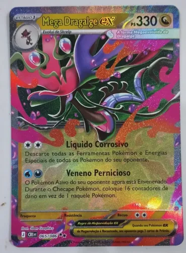 Carta colecionável pokémon original Mega Dragalge Ex (065/086)