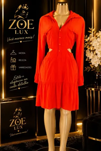 ? Vestido Laranja Elegante ZOE LUX - Charme e Sofisticação ?