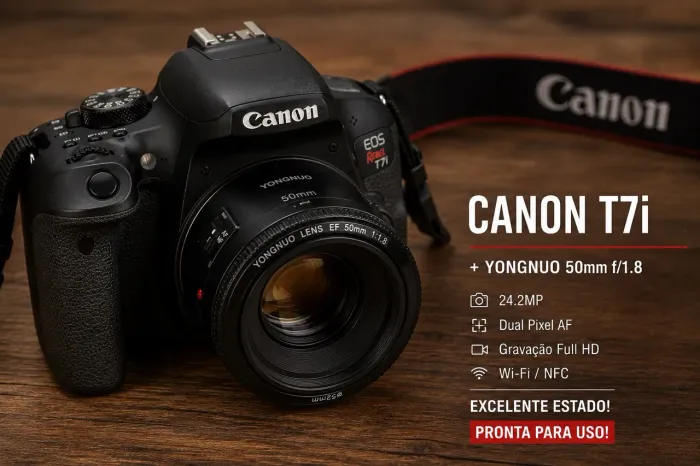 Câmera t7i + 50mm abaixo do preço 