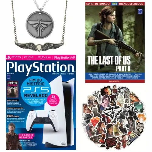Kit 1 Revista, 1 Livro, 2 Colar e 50 adesivos - The Last Of Us 2 II - Ellie, Joel