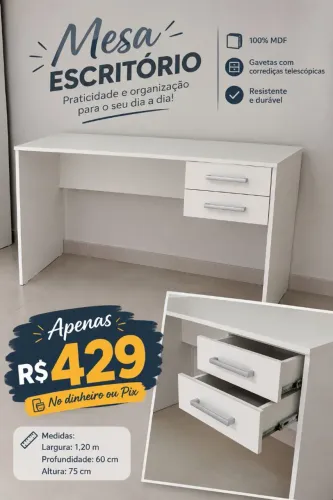 Mesa escritório 100%mdf